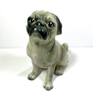 VINTAGE Norleans Mid Century Ceramic Pug Figurine Circa 1968 with Mark